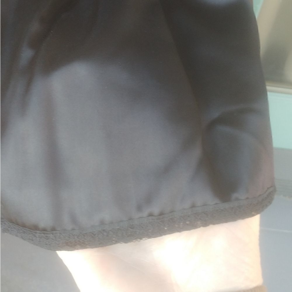 VTG 80s Black Satin Strapless Flouncy Prom Dress - Picture 5 of 7
